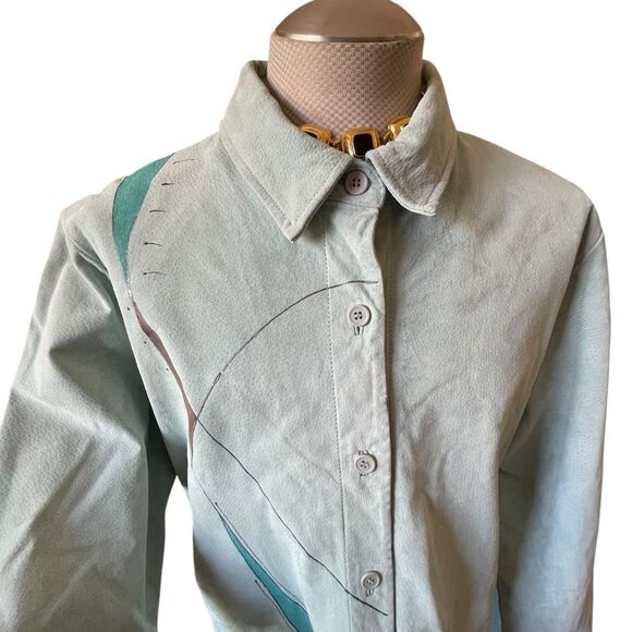 Vintage Suede Artsy Coat XL Genuine Leather Boho Y2K 90s Jacket Long - Picture 10 of 16